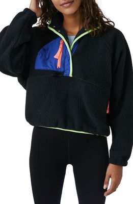 Free People Hit the Slopes Colorblock Pullover in Black Sporty Combo