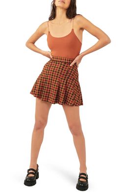 Free People Honey Pleated High Waist Miniskirt in Orange Combo