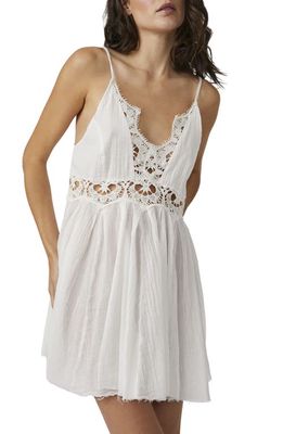 Free People Ilektra Lace Inset Cotton Chemise in White