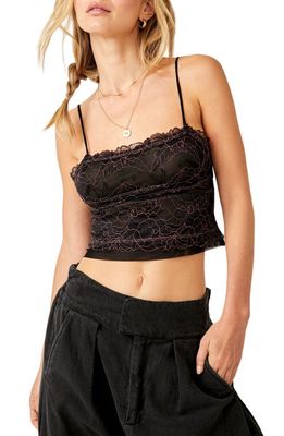 Free People Intimately FP Double Date Embroidered Mesh Crop Camisole in Black Combo