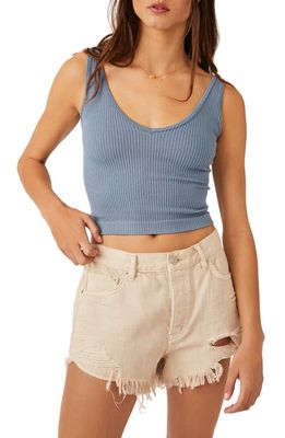 Free People Intimately FP Solid Rib Brami Crop Top in River Spell