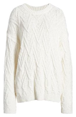 Free People Isla Cable Stitch Tunic Sweater in Ivory