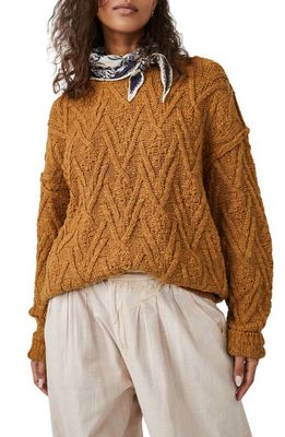 Free People Isla Cable Stitch Tunic Sweater in Spice Cake