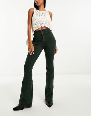 Free People jayde skinny denim flares in green-Brown