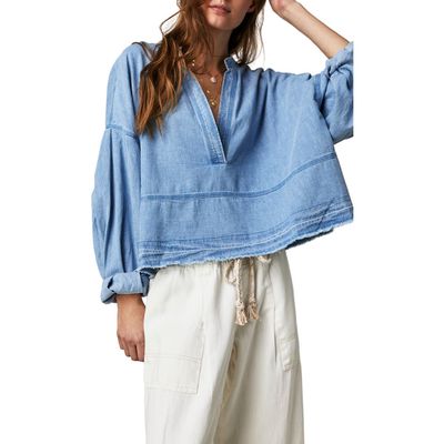 Free People Jude Oversize Boxy Denim Pullover in Vintage Indigo at Nordstrom, Size X-Large