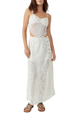 Free People Lace Two-Piece Cotton Camisole & Skirt Set in Gardenia