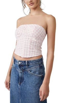 Free People Leilani Gingham Cotton Tube Top in Pink Gingham