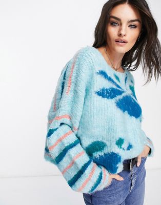 Free People Lily patterend sweater in blue
