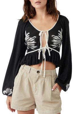 Free People Lookout Tie Front Front Top in Black Combo