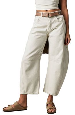 Free People Lucky You Mid Rise Barrel Leg Jeans in Milk