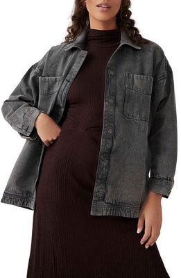 Free People Madison City Twill Jacket in Washed Black