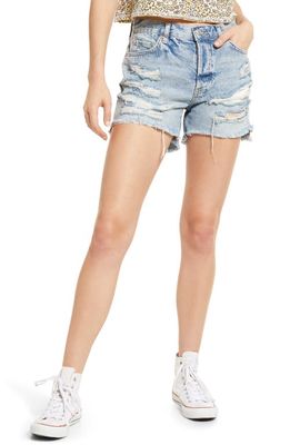 Free People Maggie Distressed Shorts in Light Stone