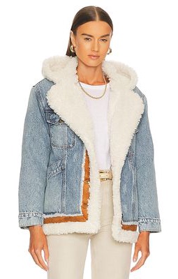 Free People Magnolia Cozy Denim Jacket in Denim-Light