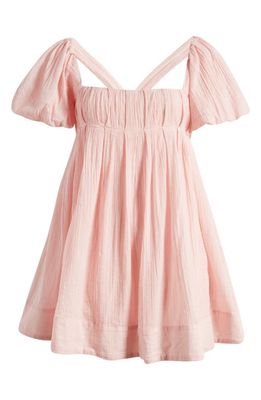 Free People Marina Tie Back Cotton Crinkle Babydoll Dress in Pink Combo