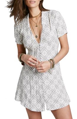 Free People 'Melody' Print Minidress in Neutral Combo