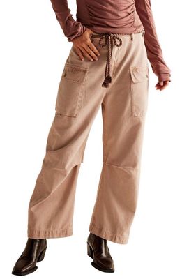 Free People Mending Heart Belted Cotton Utility Pants in Cashmere