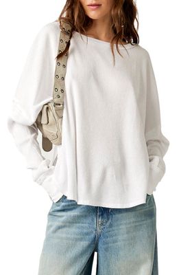 Free People Microphone Drop Waffle Knit Top in Ivory