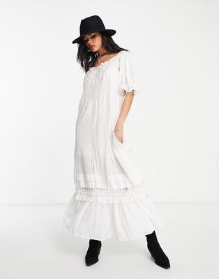 Free People mirabelle embroidered maxi dress in white