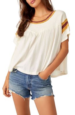 Free People MVP Stripe Detail Cotton Knit Top in Vintage White Combo