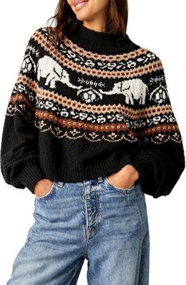 Free People Nellie Fair Isle Sweater in Athracite Combo