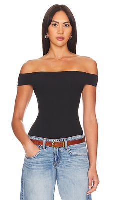 Free People Off To The Races Bodysuit in Black