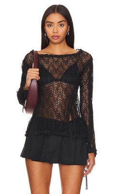 Free People On The Road Twisted Top in Black