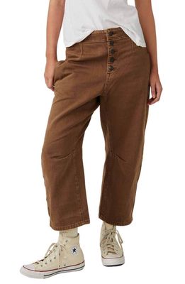 Free People Osaka Stretch Denim Ankle Jeans in Tree Bark Brown
