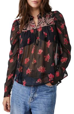 Free People Patricia Embroidered Blouse in Night Sky Combo