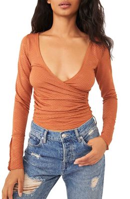 Free People Penny Plunge Neck Stretch Cotton Top in Mesa Combo