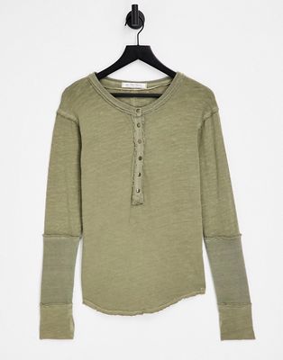 Free People Phoebe jersey henley top in green
