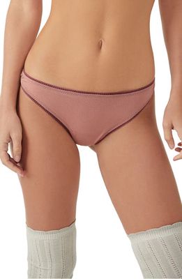 Free People Picot Trim Mesh Thong in Bisque