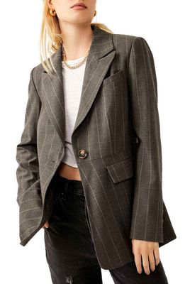 Free People Pleated Back Blazer in Charcoal Combo