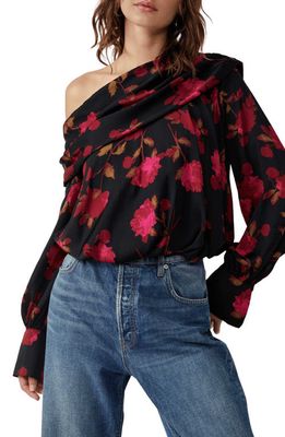 Free People Potter Print One-Shoulder Top in Black Combo