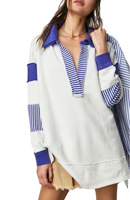 Free People Prep Oversized Polo in Ivory Combo