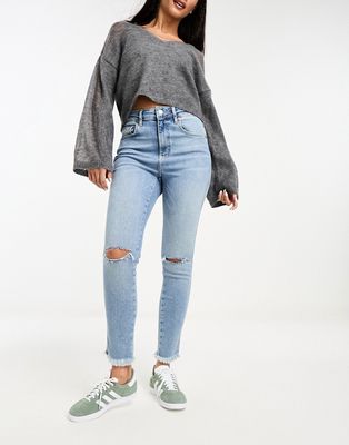 Free People Raw high rise jegging jeans in light blue
