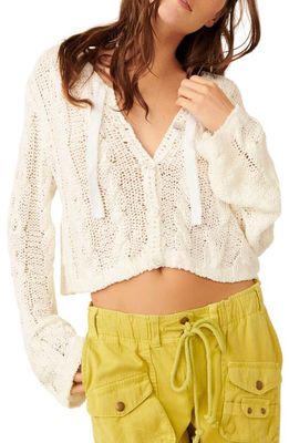 Free People Robyn Cotton Blend Crop Cardigan in Bright White