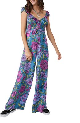 Free People Rolling Hills Wide Leg Jumpsuit in Bluebell Combo