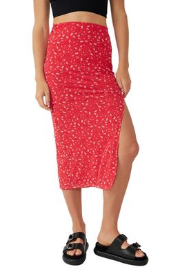 Free People Rosalie Floral Print Mesh Skirt in Cherry Combo
