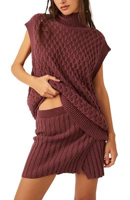 Free People Rosemary Cotton Blend Sweater & Miniskirt Set in Plum Jam