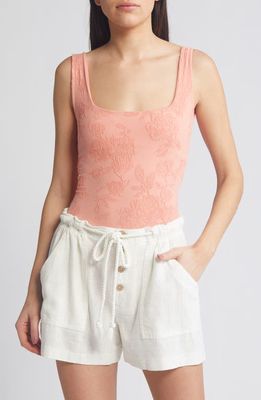 Free People Send Love Jacquard Bodysuit in Burnt Coral at Nordstrom, Size Medium