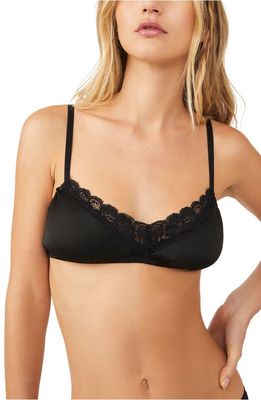 Free People She Lace & Satin Bralette in Black