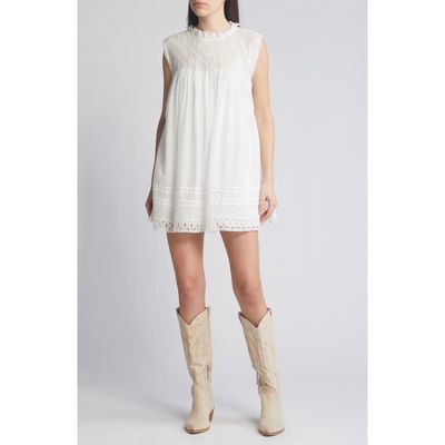 Free People Shea Smocked Yoke Shift Minidress in Ivory at Nordstrom, Size Medium