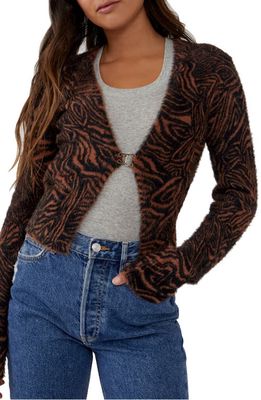 Free People She's All That Tiger Eyelash Cardigan in Amber Onyx Combo