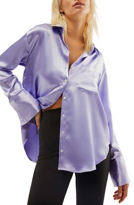 Free People Shooting For the Moon Satin Shirt in Heavenly Lavender