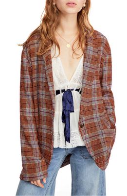Free People Simply Plaid Blazer in Red Combo