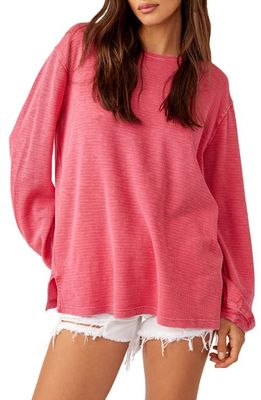 Free People Soul Song Long Sleeve Cotton Blend Top in Dragonfruit Sorbet