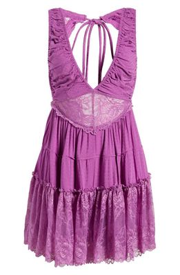Free People Spring Fling Open Back Pajama Romper in Radiant Orchid