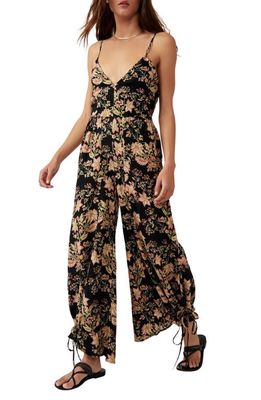 Free People Stand Out Floral Wide Leg Jumpsuit in Black Combo