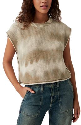 Free People Stolen Hearts Sweater Vest in Taupe Grey Combo