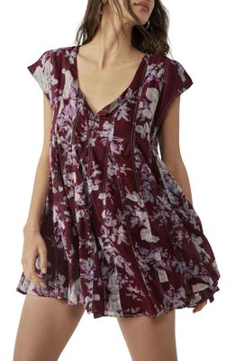 Free People Sully Seamed Babydoll Dress in Raisin Combo